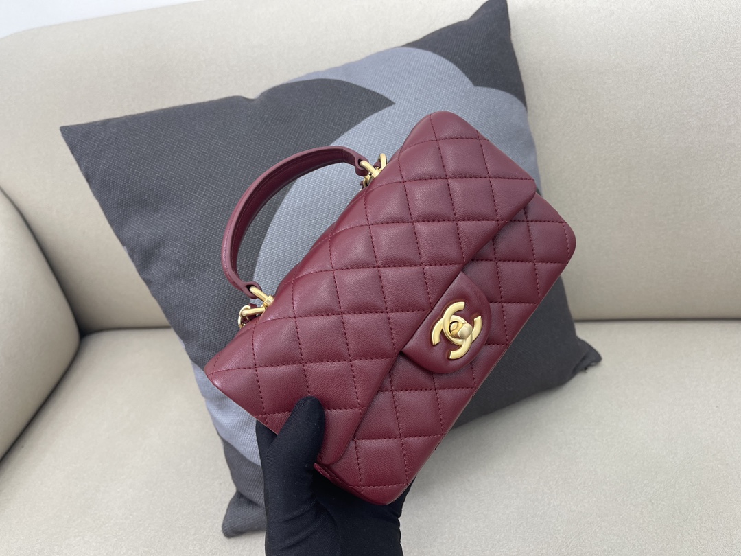 Small Classic Flap Lambskin Handbag Shoulder Bag AS2431 Burgundy